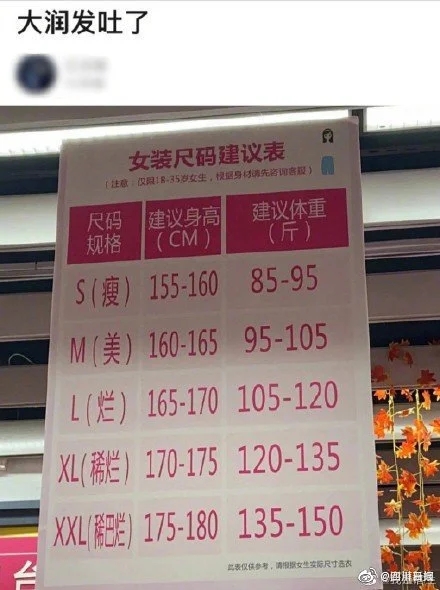 傳輸帶廠家：大潤發就女裝尺碼建議表致歉是怎么回事