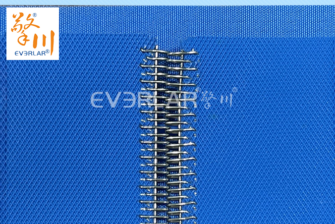 藍色鉆紋PU輸送帶加導條打鋼扣耐磨易清潔工業皮帶定制