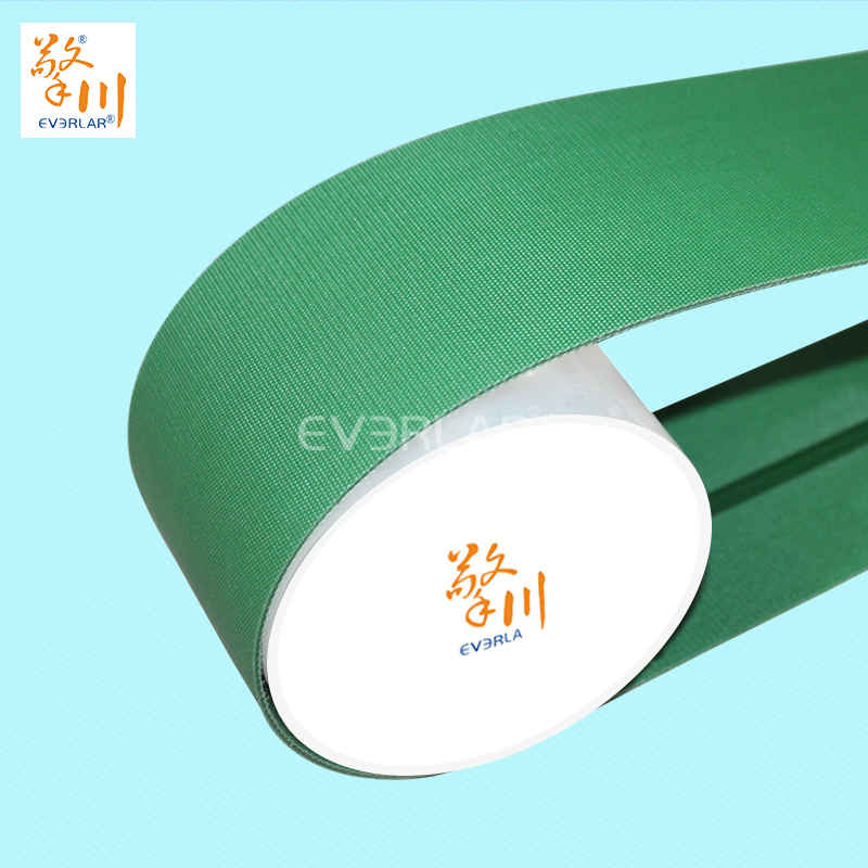 雙面纖維輸送帶綠色加導條防偏移包裝行業物料傳送皮帶定制